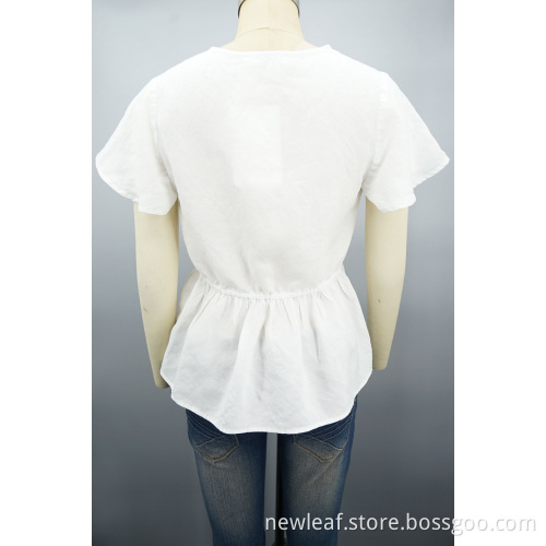 Fashion Sweet V-neck Flare Sleeve Ruffle Peplum Shirt